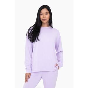 Mono B Lilac Purple Smooth Stretch Elevated Oversized Crewneck Sweatshirt Small